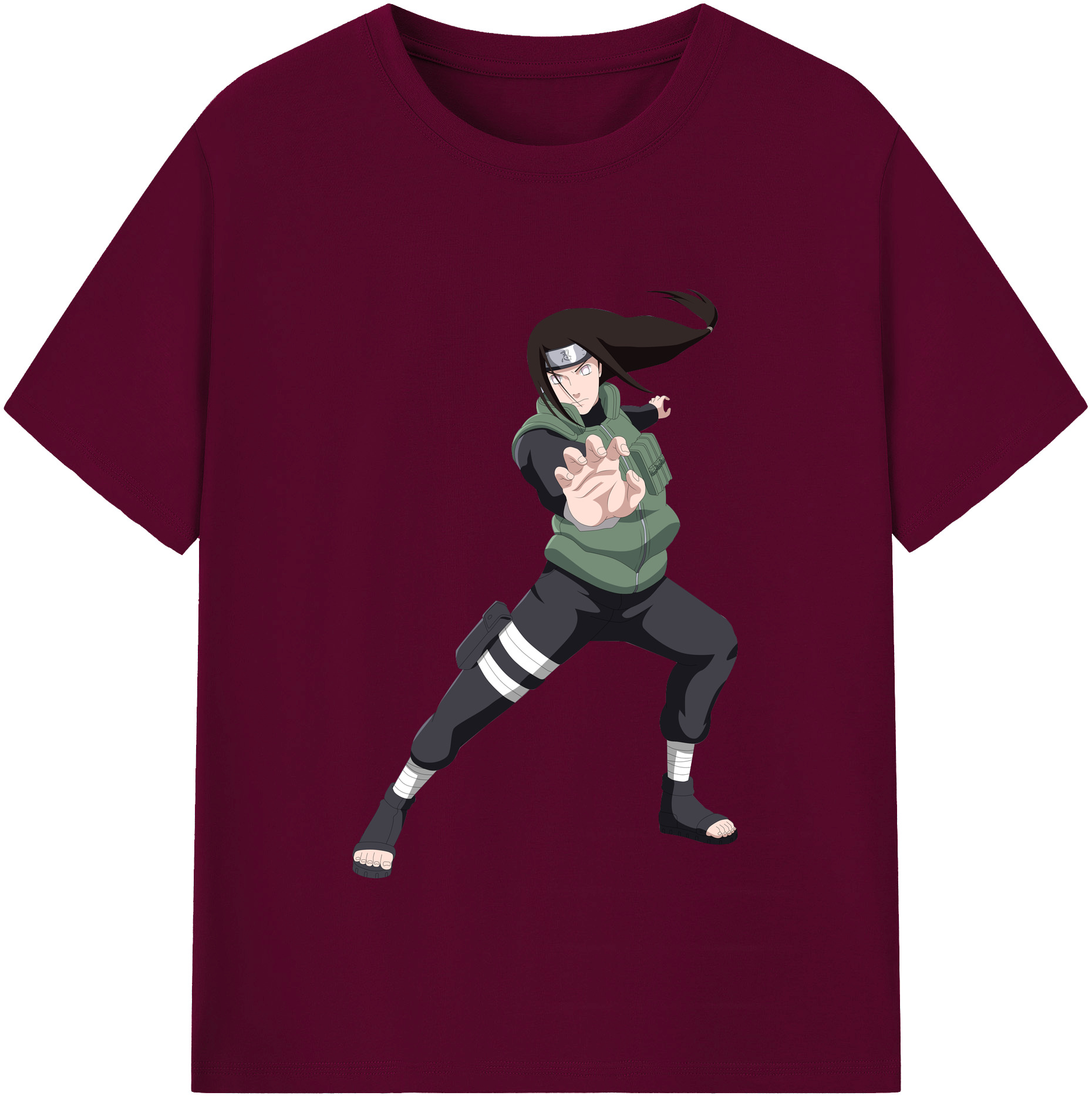 （画像用） NARUTO -ナルト- 日向ネジ Hyūga Neji レディースカジュアルプリントTシャツ（綿100％）